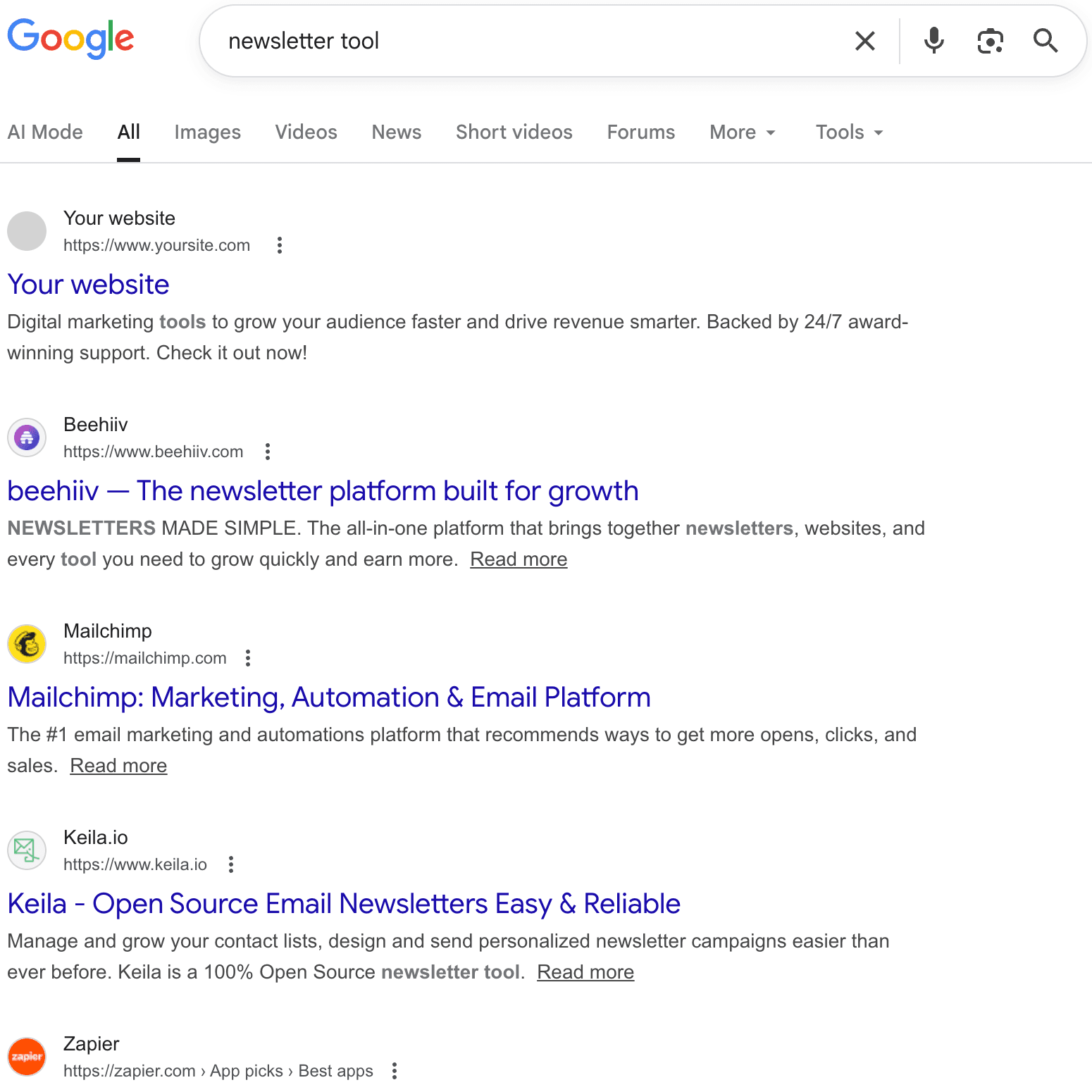 Screenshot showing ranking
